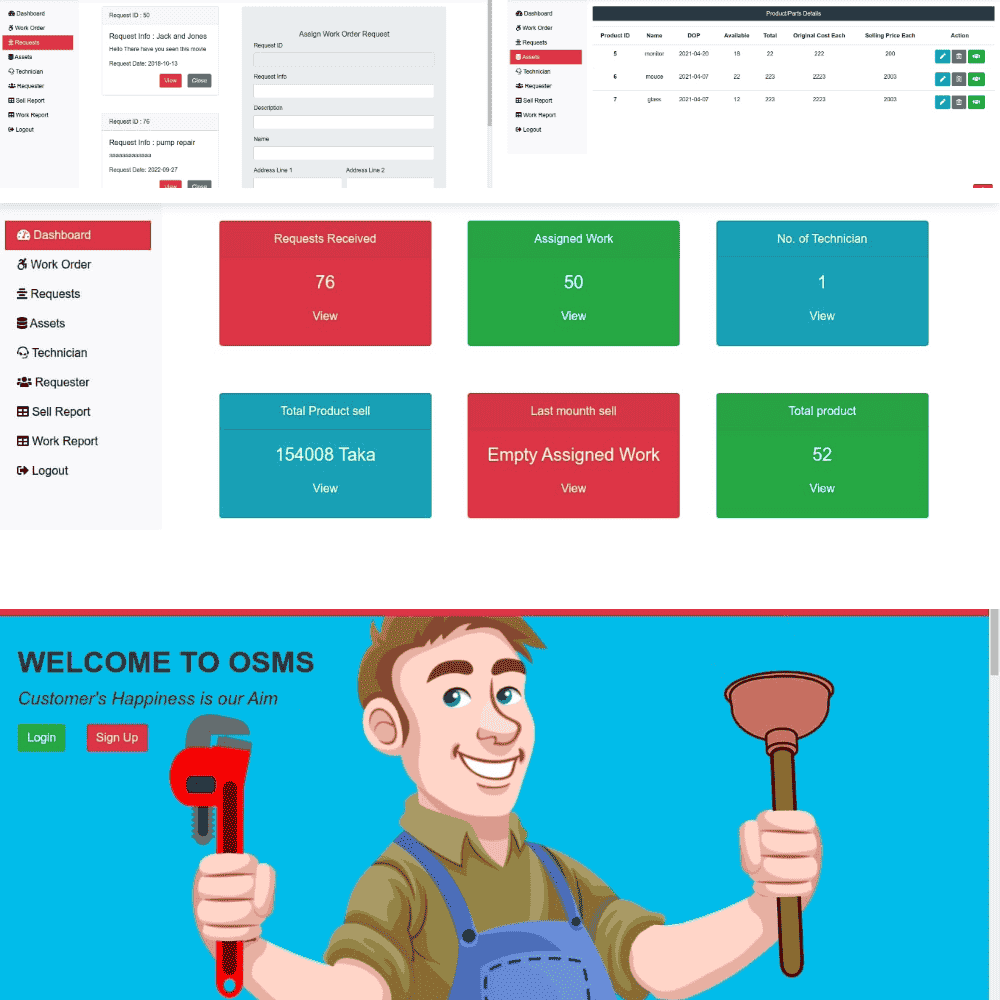 Online service management system (OSMS)
