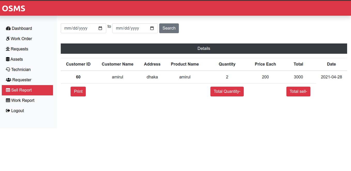 Online service management system (OSMS)